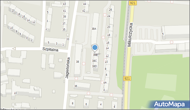 Zabrze, Jagiellońska, 38B, mapa Zabrza