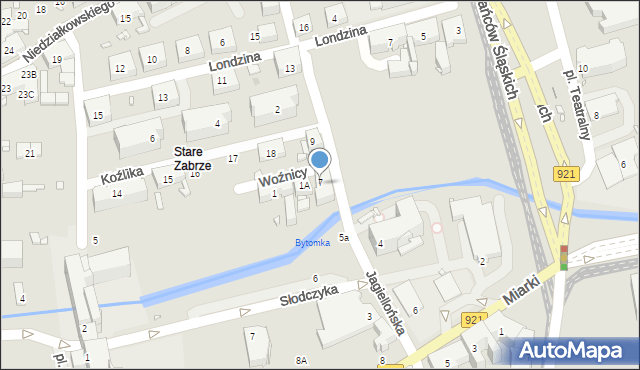 Zabrze, Jagiellońska, 7, mapa Zabrza