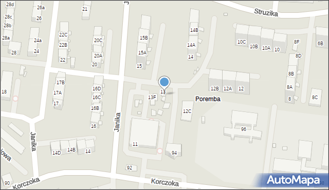 Zabrze, Janika Pawła, ks., 13A, mapa Zabrza