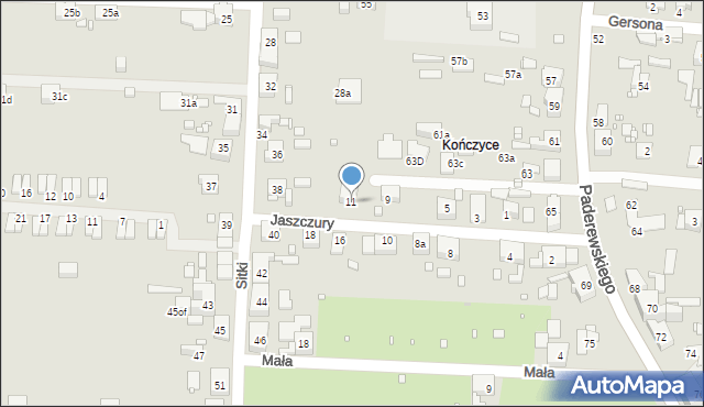 Zabrze, Jaszczury, 11, mapa Zabrza