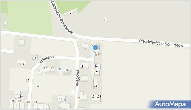 Zacharzyce, Jabłeczna, 33, mapa Zacharzyce