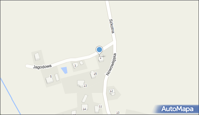 Zagacie, Jagodowa, 1, mapa Zagacie