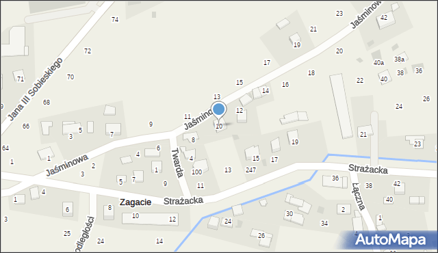 Zagacie, Jaśminowa, 10, mapa Zagacie