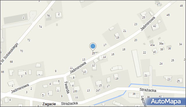 Zagacie, Jaśminowa, 15, mapa Zagacie