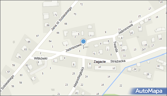 Zagacie, Jaśminowa, 2, mapa Zagacie