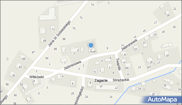 Zagacie, Jaśminowa, 7, mapa Zagacie