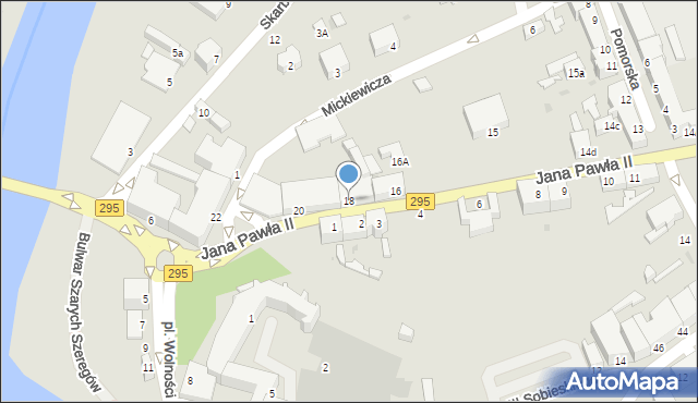 Żagań, Jana Pawła II, 18, mapa Żagań
