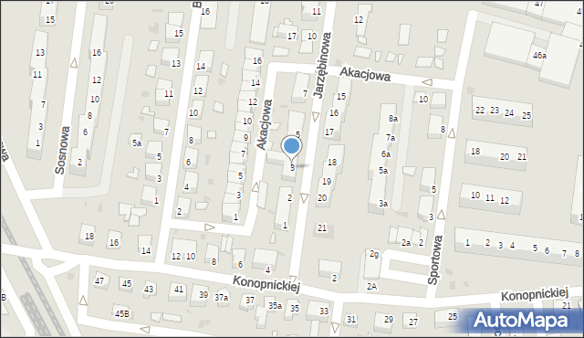 Żagań, Jarzębinowa, 3, mapa Żagań