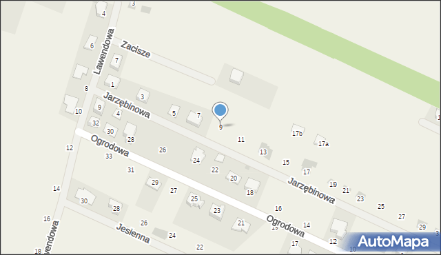 Zagrody, Jarzębinowa, 9, mapa Zagrody