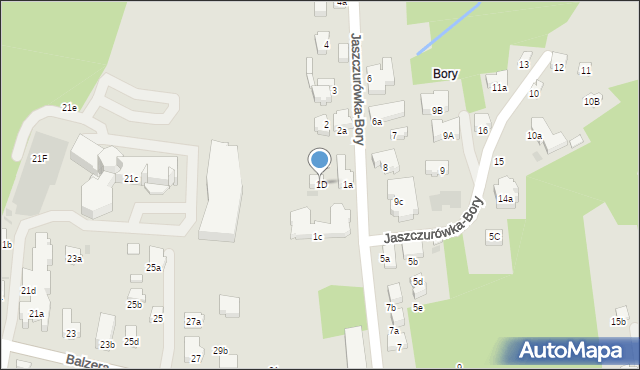 Zakopane, Jaszczurówka-Bory, 1D, mapa Zakopanego