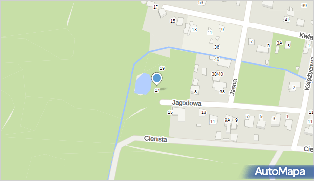 Zalesie Górne, Jagodowa, 17, mapa Zalesie Górne