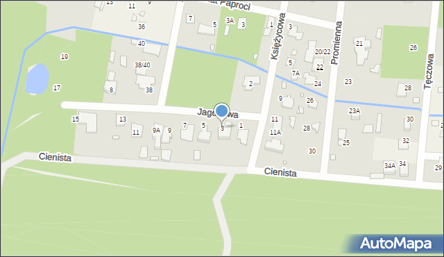 Zalesie Górne, Jagodowa, 3, mapa Zalesie Górne