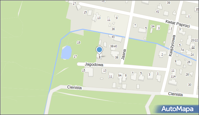 Zalesie Górne, Jagodowa, 8, mapa Zalesie Górne