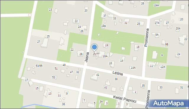 Zalesie Górne, Jasna, 21, mapa Zalesie Górne