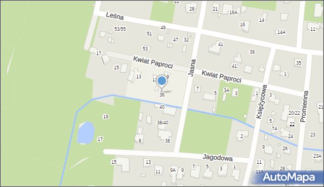 Zalesie Górne, Jasna, 42A, mapa Zalesie Górne