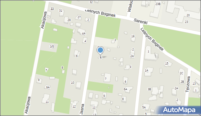 Zalesie Górne, Jasna, 5, mapa Zalesie Górne