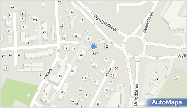 Zamość, Jasna, 15a, mapa Zamościa