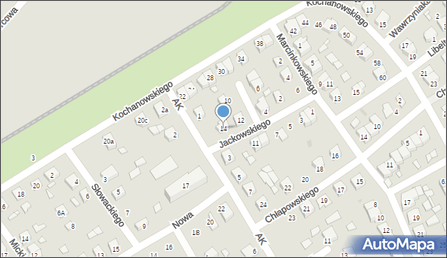 Zaniemyśl, Jackowskiego, 14, mapa Zaniemyśl