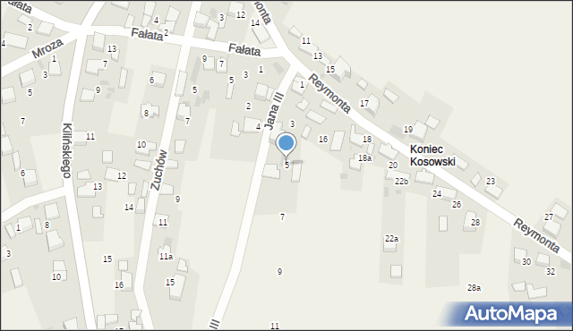 Żarki, Jana III, 5, mapa Żarki