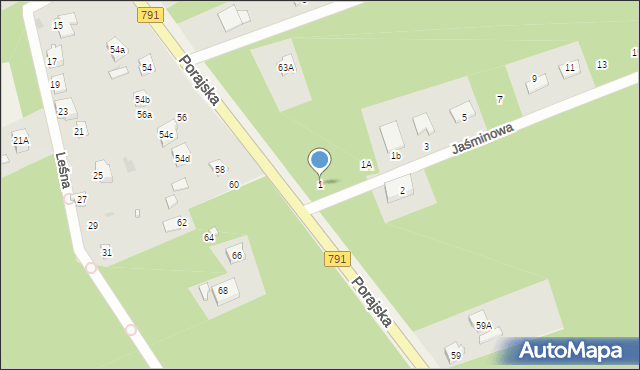 Żarki-Letnisko, Jaśminowa, 1, mapa Żarki-Letnisko