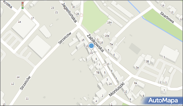 Żary, Jagiellońska, 11, mapa Żary