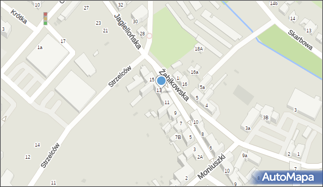 Żary, Jagiellońska, 13a, mapa Żary