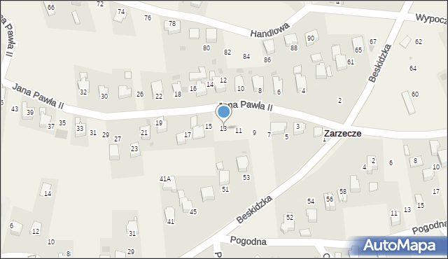 Zarzecze, Jana Pawła II, 13, mapa Zarzecze