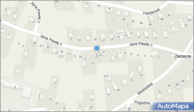 Zarzecze, Jana Pawła II, 21, mapa Zarzecze