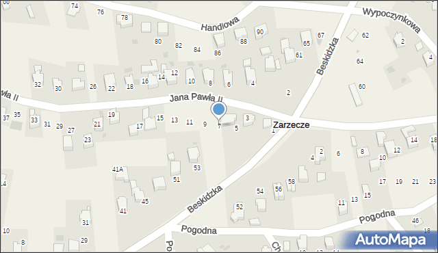 Zarzecze, Jana Pawła II, 7, mapa Zarzecze