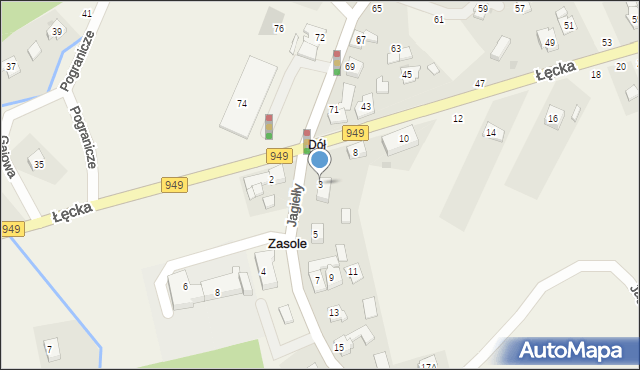Zasole, Jagiełły Kostka, 3, mapa Zasole