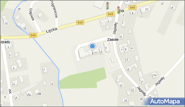 Zasole, Jagiełły Kostka, 8, mapa Zasole