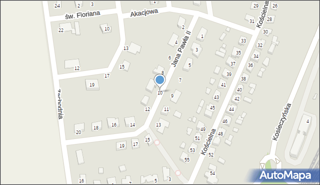 Zbąszynek, Jana Pawła II, 10, mapa Zbąszynek