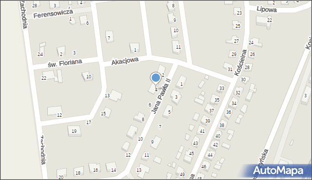 Zbąszynek, Jana Pawła II, 4, mapa Zbąszynek