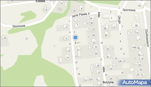 Zbylitowska Góra, Jana Pawła II, 9, mapa Zbylitowska Góra