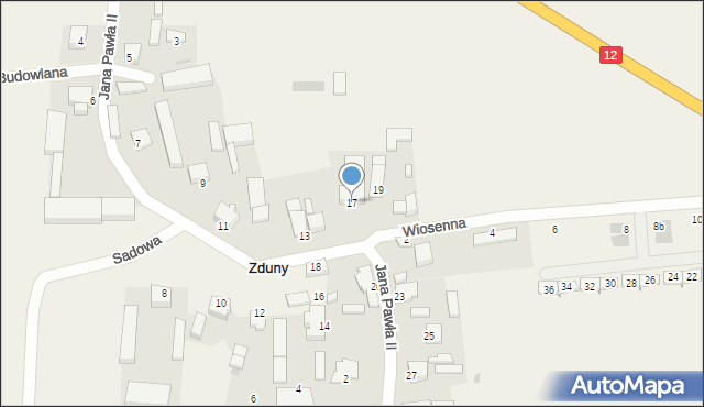 Zduny, Jana Pawła II, 17, mapa Zduny