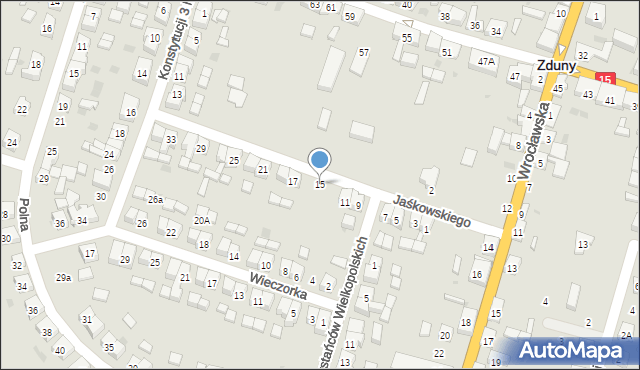 Zduny, Jaśkowskiego Bolesława, ks., 15, mapa Zduny