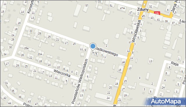 Zduny, Jaśkowskiego Bolesława, ks., 7, mapa Zduny