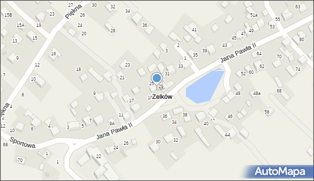 Zelków, Jana Pawła II, 27, mapa Zelków