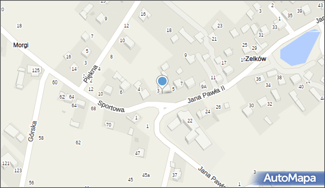 Zelków, Jana Pawła II, 3a, mapa Zelków