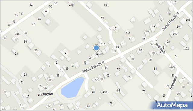 Zelków, Jana Pawła II, 47, mapa Zelków