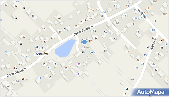 Zelków, Jana Pawła II, 50, mapa Zelków