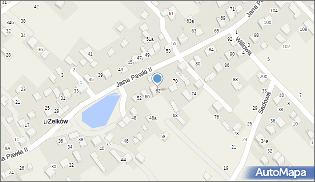 Zelków, Jana Pawła II, 62, mapa Zelków