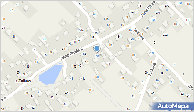 Zelków, Jana Pawła II, 70, mapa Zelków