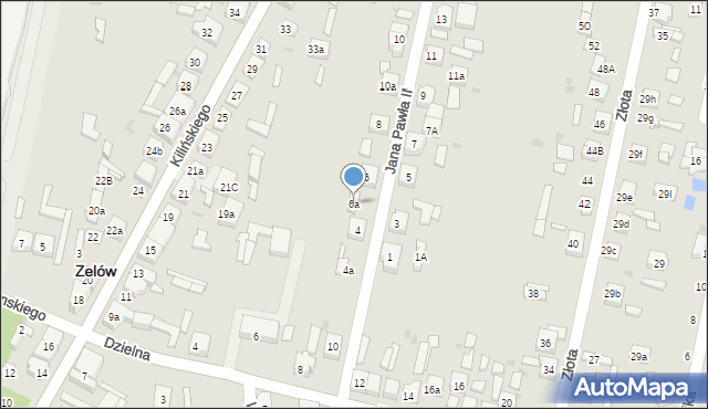 Zelów, Jana Pawła II, 6a, mapa Zelów