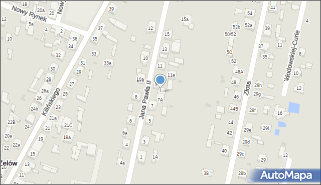 Zelów, Jana Pawła II, 9a, mapa Zelów