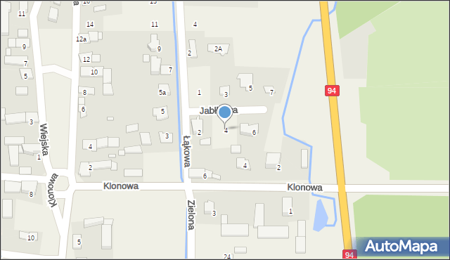 Zielęcice, Jabłkowa, 4, mapa Zielęcice