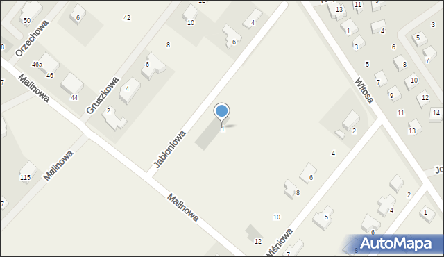 Zieleniewo, Jabłoniowa, 1, mapa Zieleniewo