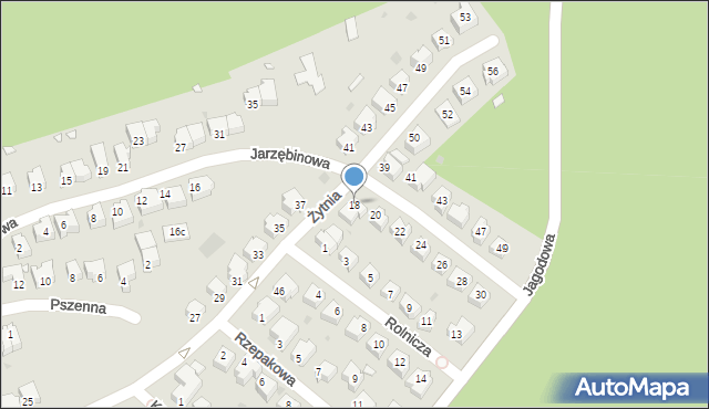 Zielona Góra, Jarzębinowa, 18, mapa Zielona Góra