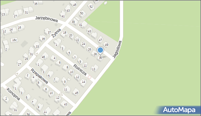 Zielona Góra, Jarzębinowa, 30, mapa Zielona Góra