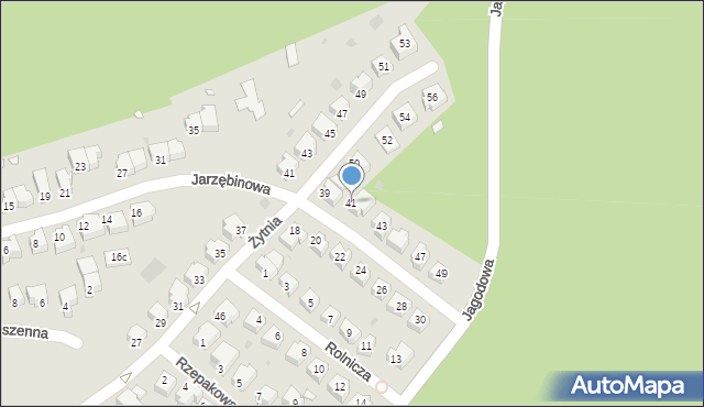 Zielona Góra, Jarzębinowa, 41, mapa Zielona Góra